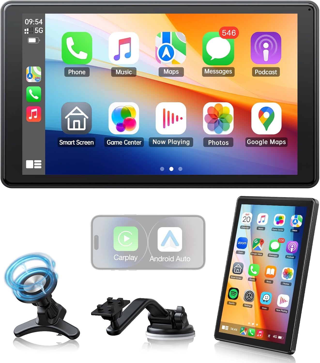 Smart Screen, Carplay + Android Auto, for Apple Carplay + Android, 7\", Touch Screen