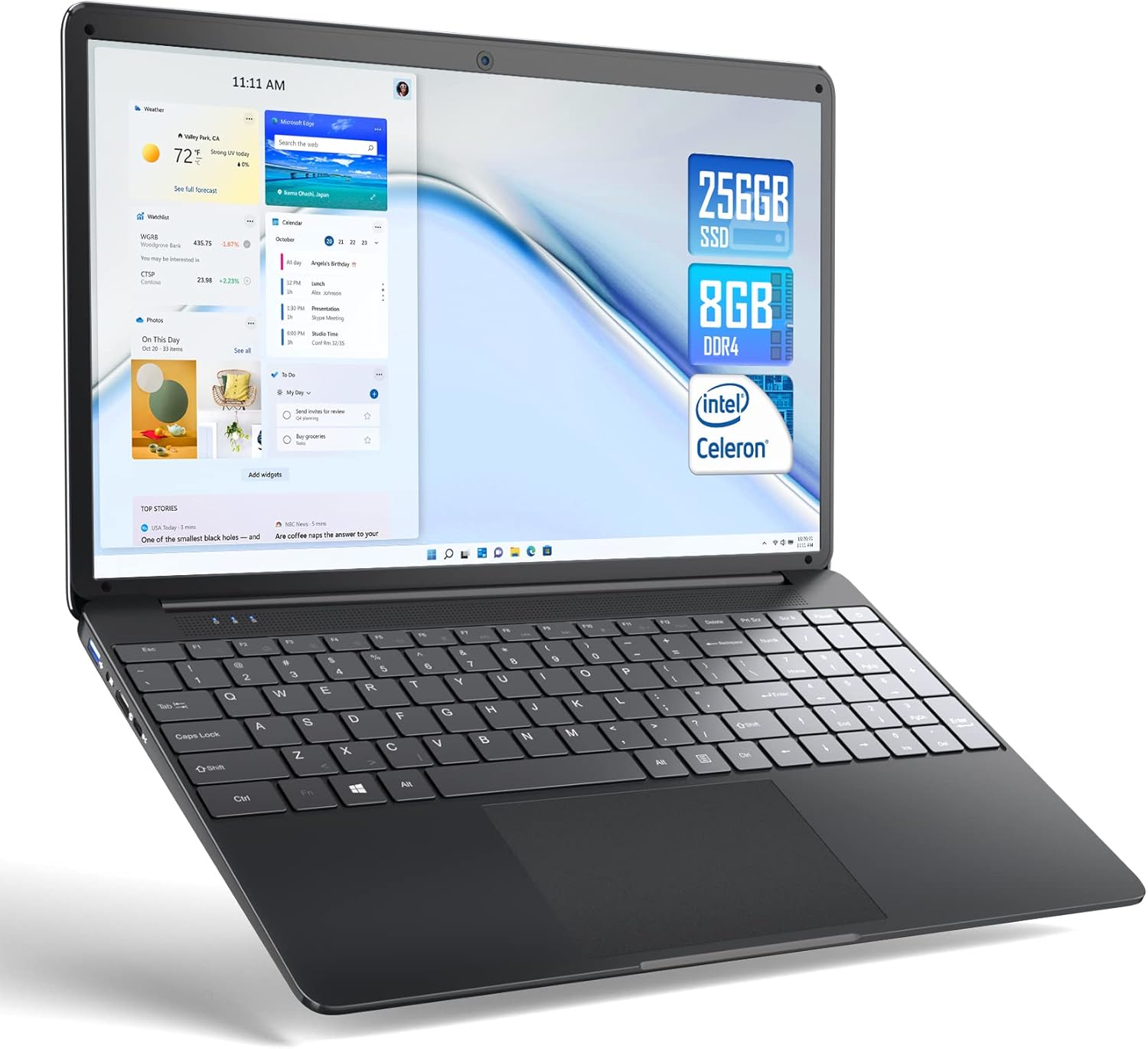 15.6 Inch Laptop Windows 11 8GB RAM 256GB SSD Celeron N4020 Up to 2.8GHz