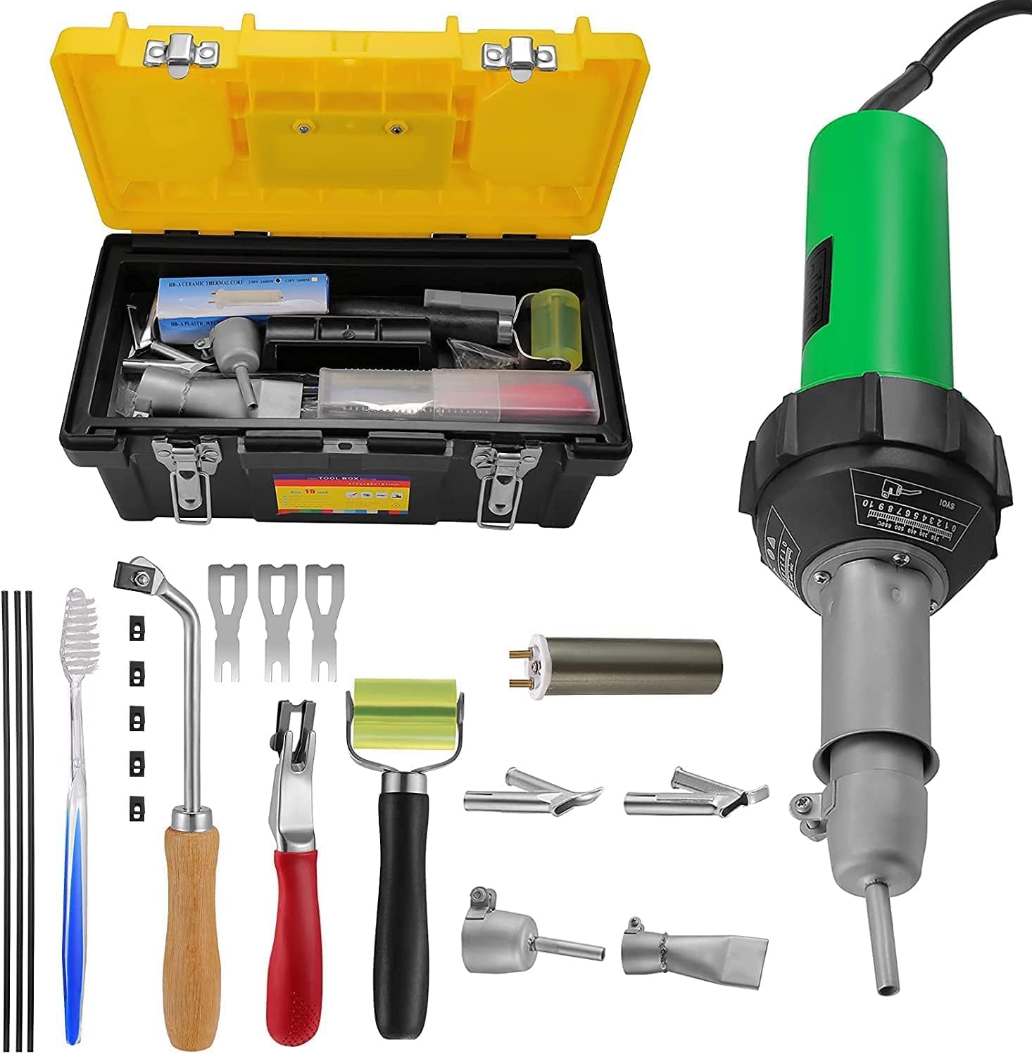 Yabumak 1600W Plastic Welder Welding Tool Hot Air Gun 20\u2103- 600\u2103 Variable Temp
