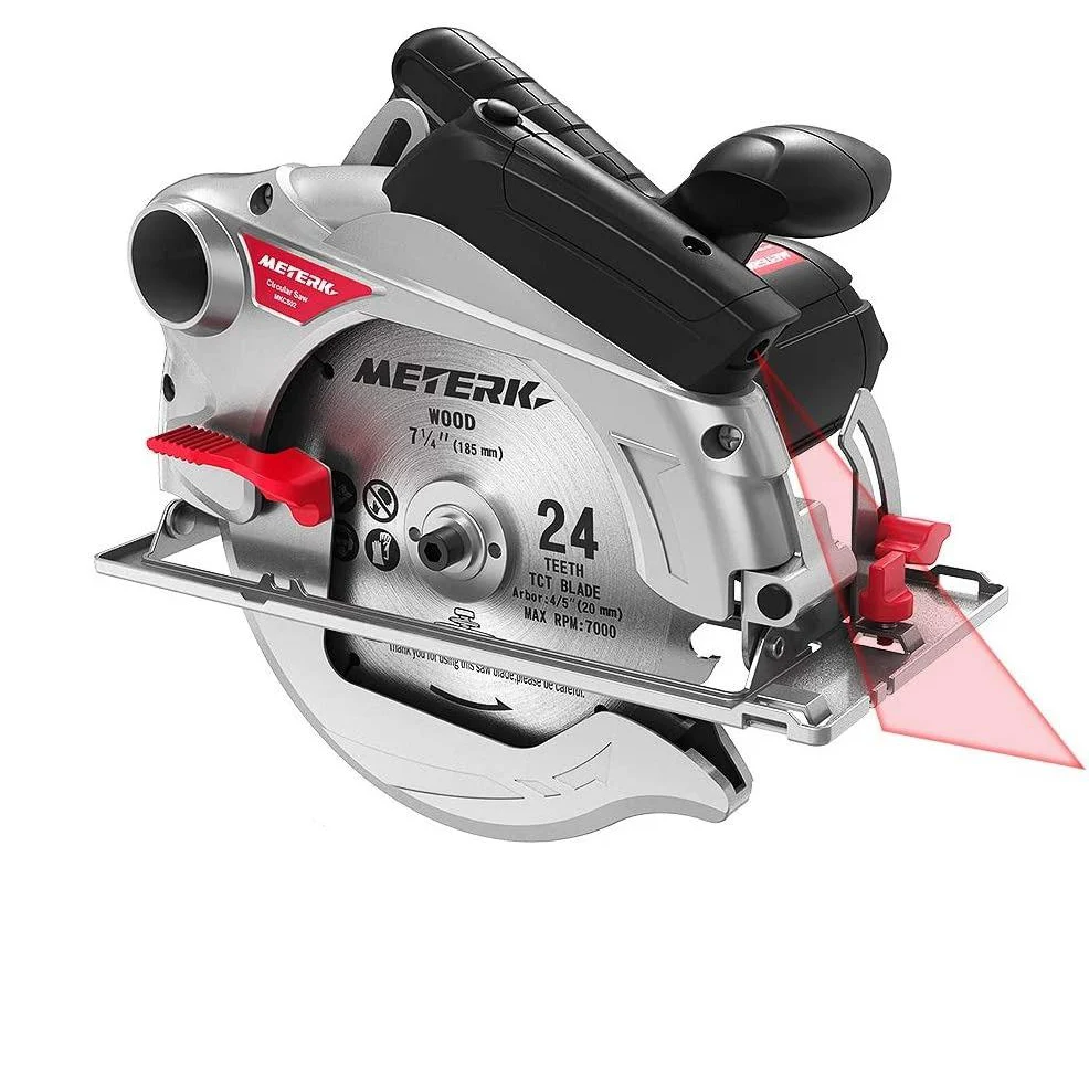Corded Electric Circular Saw, 1500W, 4700RPM, Double Safety Switch, Ideal for Wood, Plastic, Soft Metal, Meterk M1Y-DU26-185