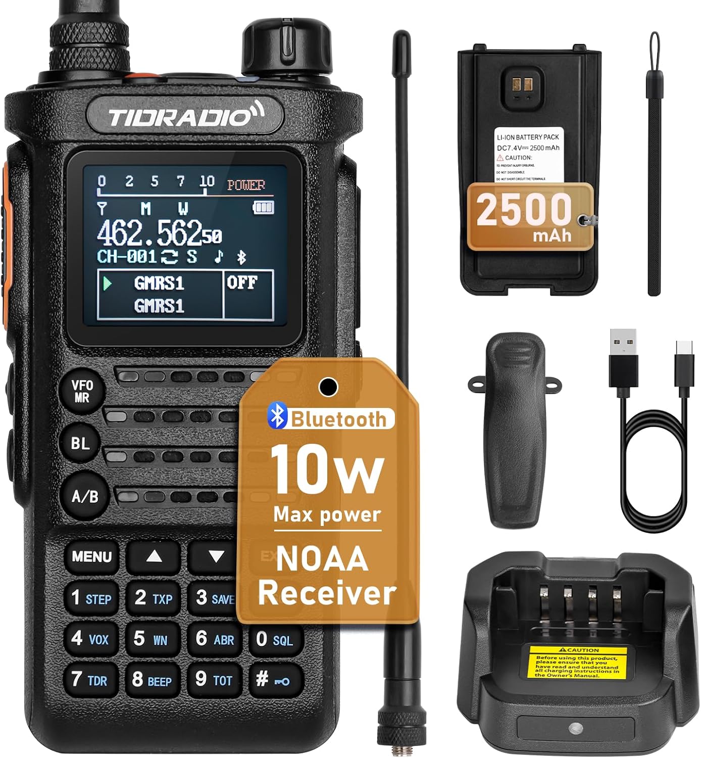 TIDRADIO TD-H8 10W Radio Transceiver, Bluetooth, Dual Band 144MHz-146MHz