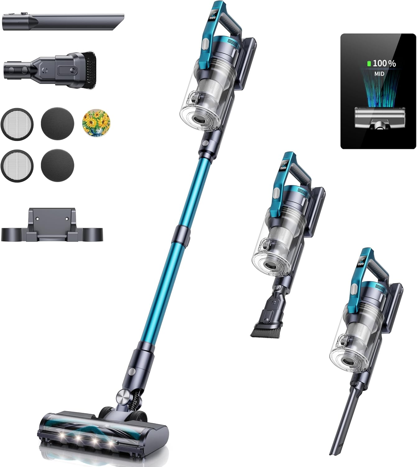 Buture cordless Vacuum Cleaner,VC60  38KPA\/450W Powerful Stick Vacuum with OLED Screen