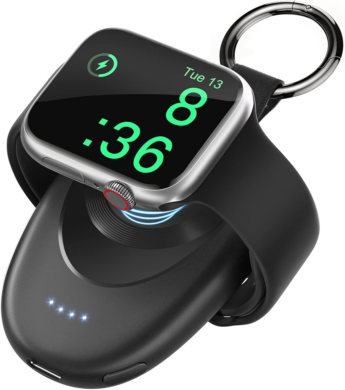 Portable Charger for Apple Watch, 1400mAh Keychain Powerbank for iWatch (black)