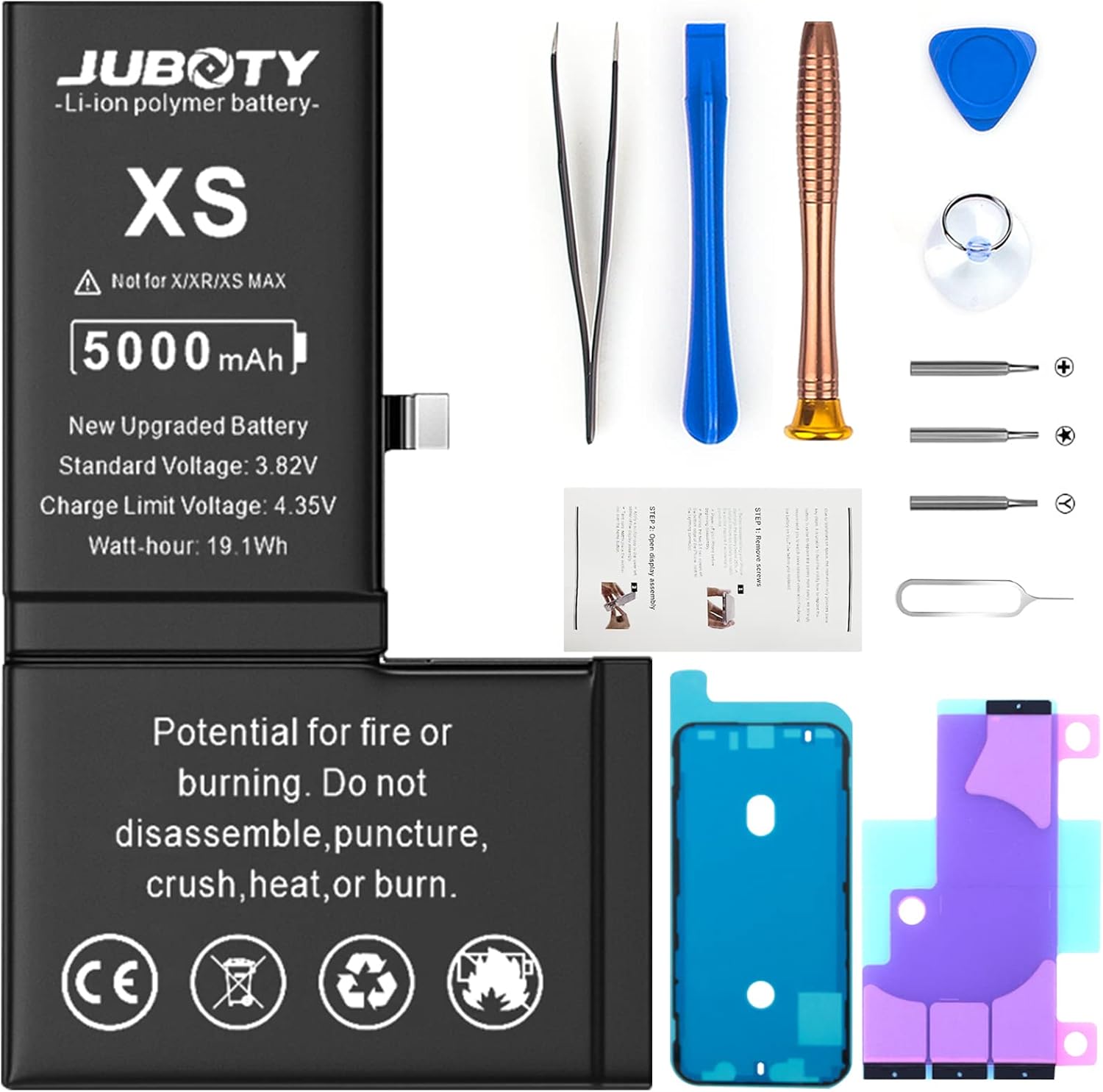 JUBOTY iPhone XS Battery, 5000mAh Replacement iPhoneXS A2097 A2098 A1920 A2100