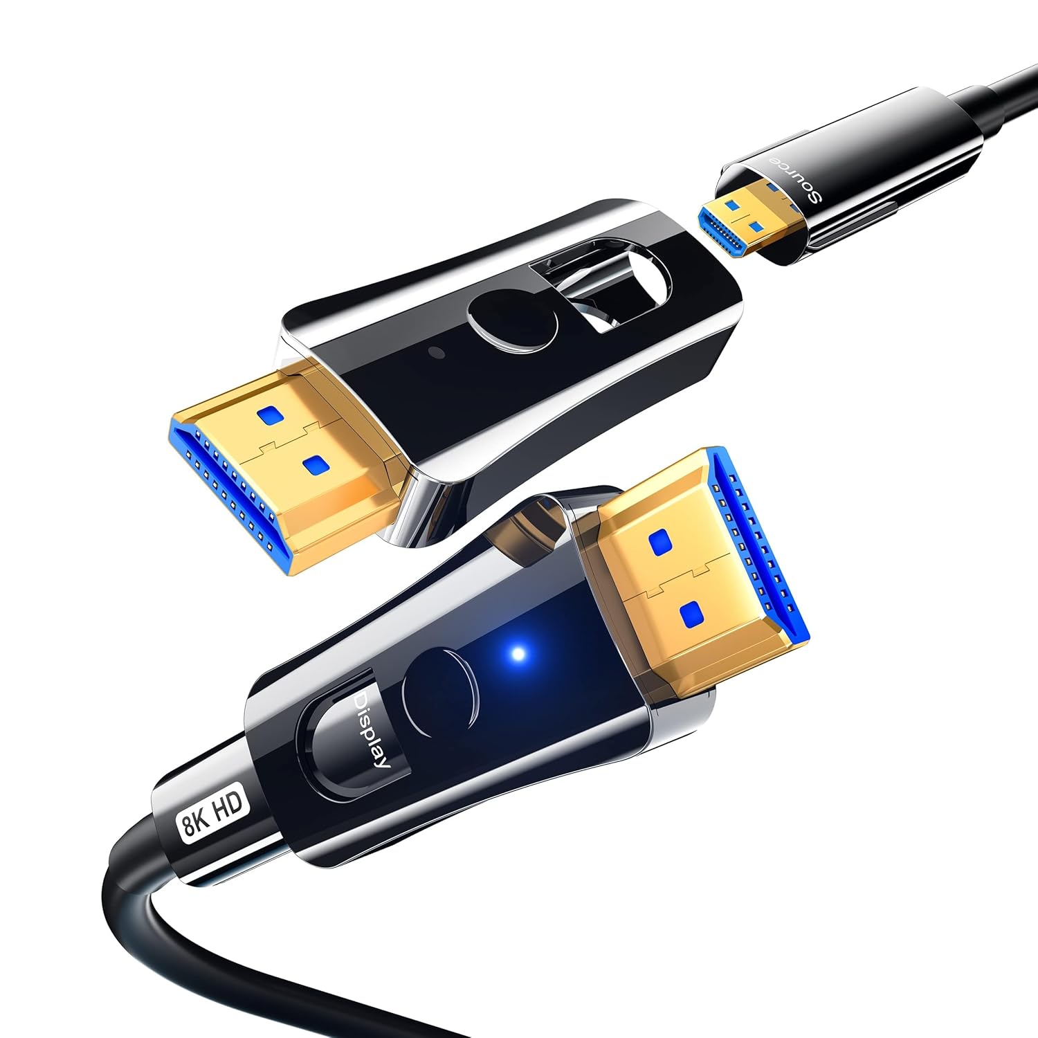 DGHUMEN Fiber Optic HDMI Cable 15M, 8K 48Gbps HDMI 2.1 Micro HDMI Dolby eARC