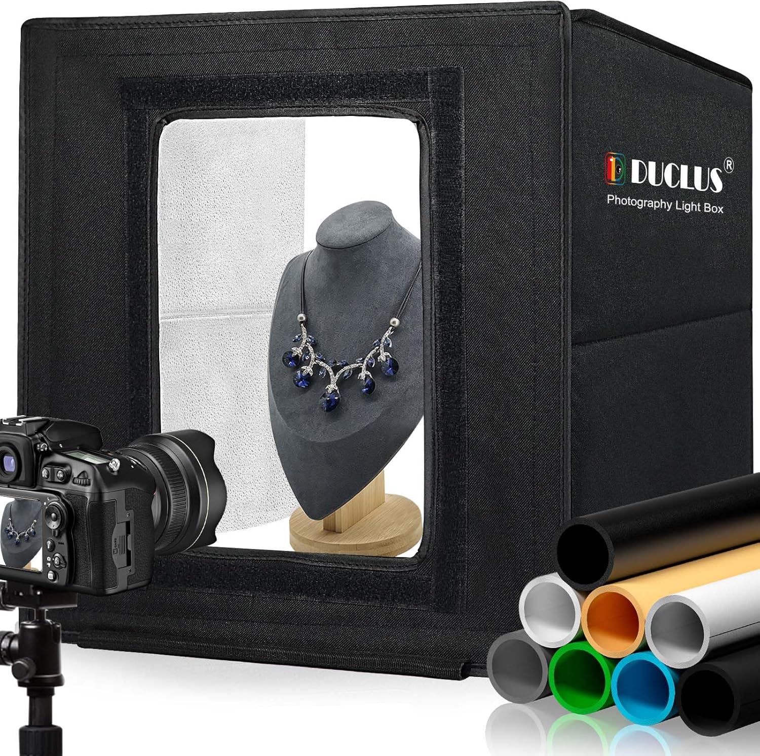 DUCLUS Light Box Photography 40cm \/ 16\" x 16'', Portable Booth 160 LED Lights