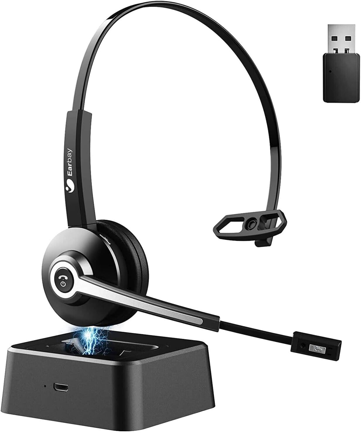 Wireless Headset, Bluetooth Headset with Microphone V5.2 AI Noise Cancelling&USB