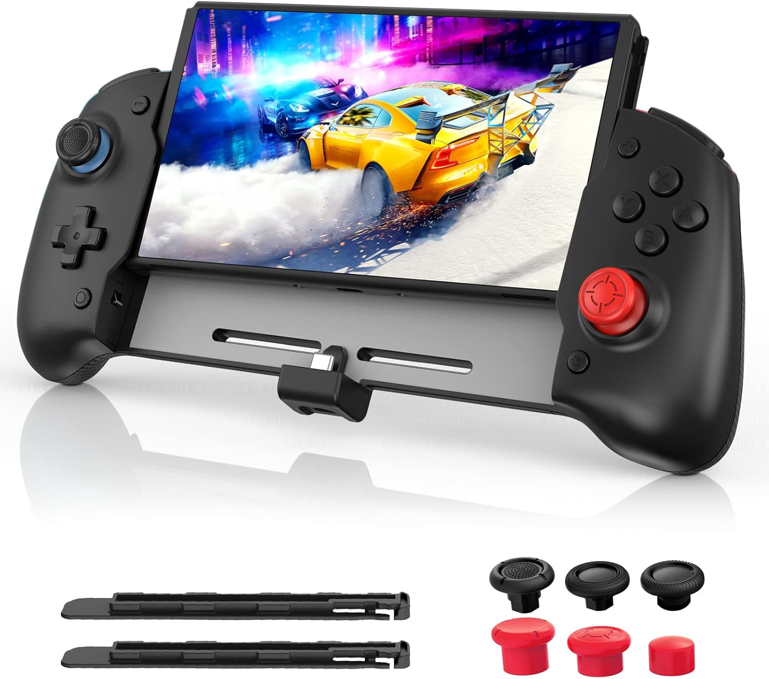 Handheld Controller Nintendo Switch \/ Switch OLED for Handheld Mode, Black, NexiGo Gripcon