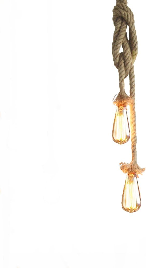 Lixada E27 Hemp Rope Light, Double Head Vintage Hanging Pendant Ceiling Lamp