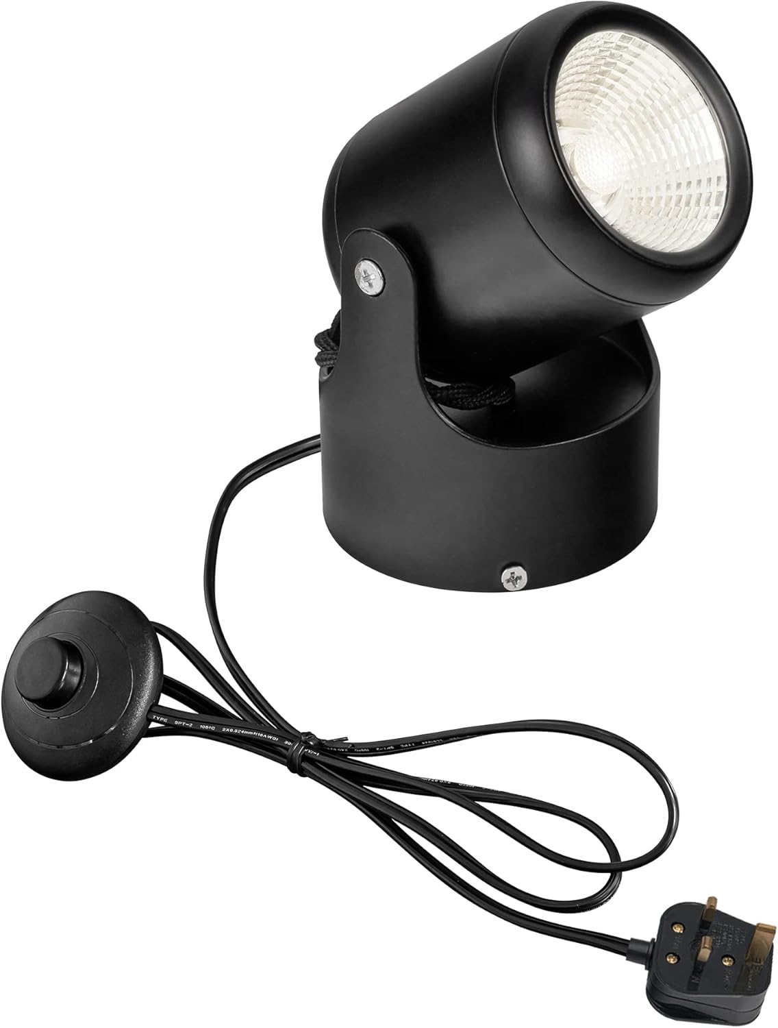 LED Accent Uplight, 5W Plug-in Handheld Sized Portable Spot Light, Black