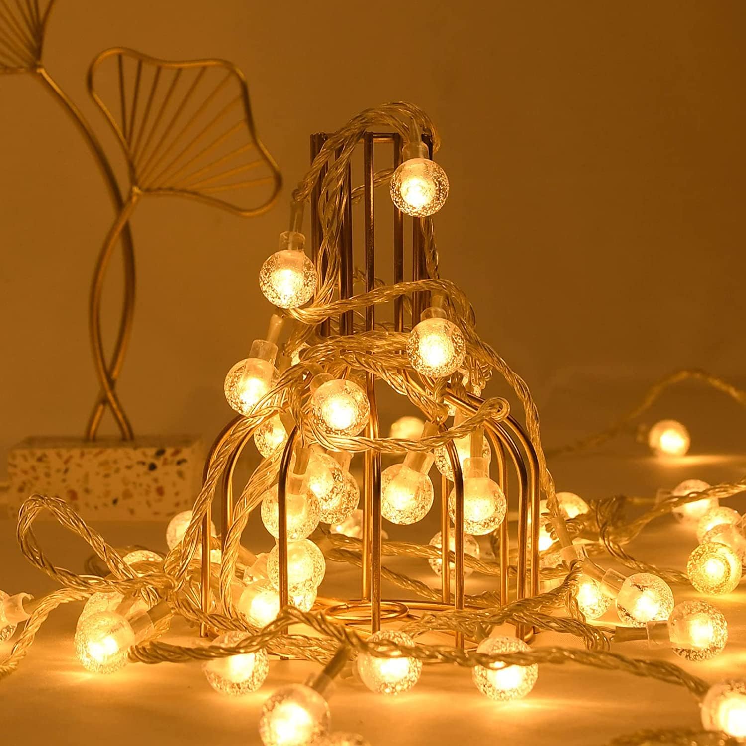 HUMPUN Globe String Lights Battery 32FT\/10M 80 LED, Fairy Outdoor Patio, 8 Modes