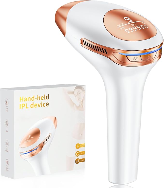 3-in-1 Laser Hair Removal Device, Max. 21J Energy Output IPL Hair Removal Device with 9 Energy Levels, 600-1200NM Efficient Facial Hair Remover for Women Men Home Use - 999,900 Flashes