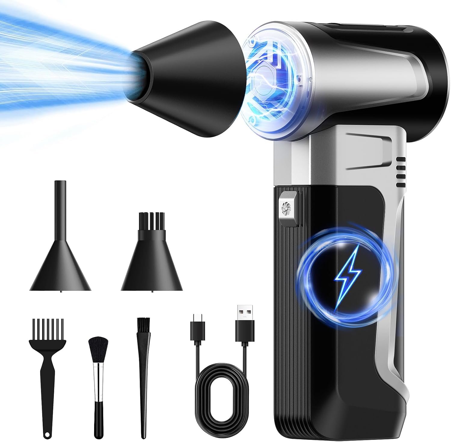 Rechargeable Compressed Air Duster, 180000RPM with 3 Gear Adjustable Compressed Air Blower, TF01