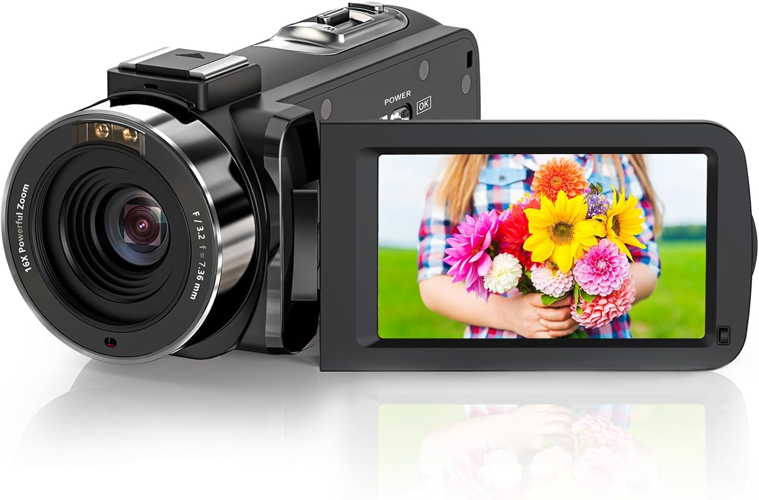 Video Camera 1080P 36MP, 3.0 Inch Screen 16X Digital Zoom,2 Batteries