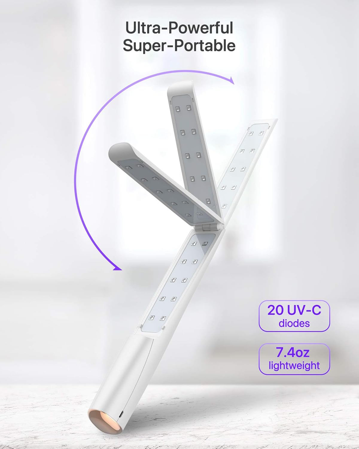 UV Light Sanitiser Wand, Portable Rechargeable UVC Light Disinfector Lamp, 59S