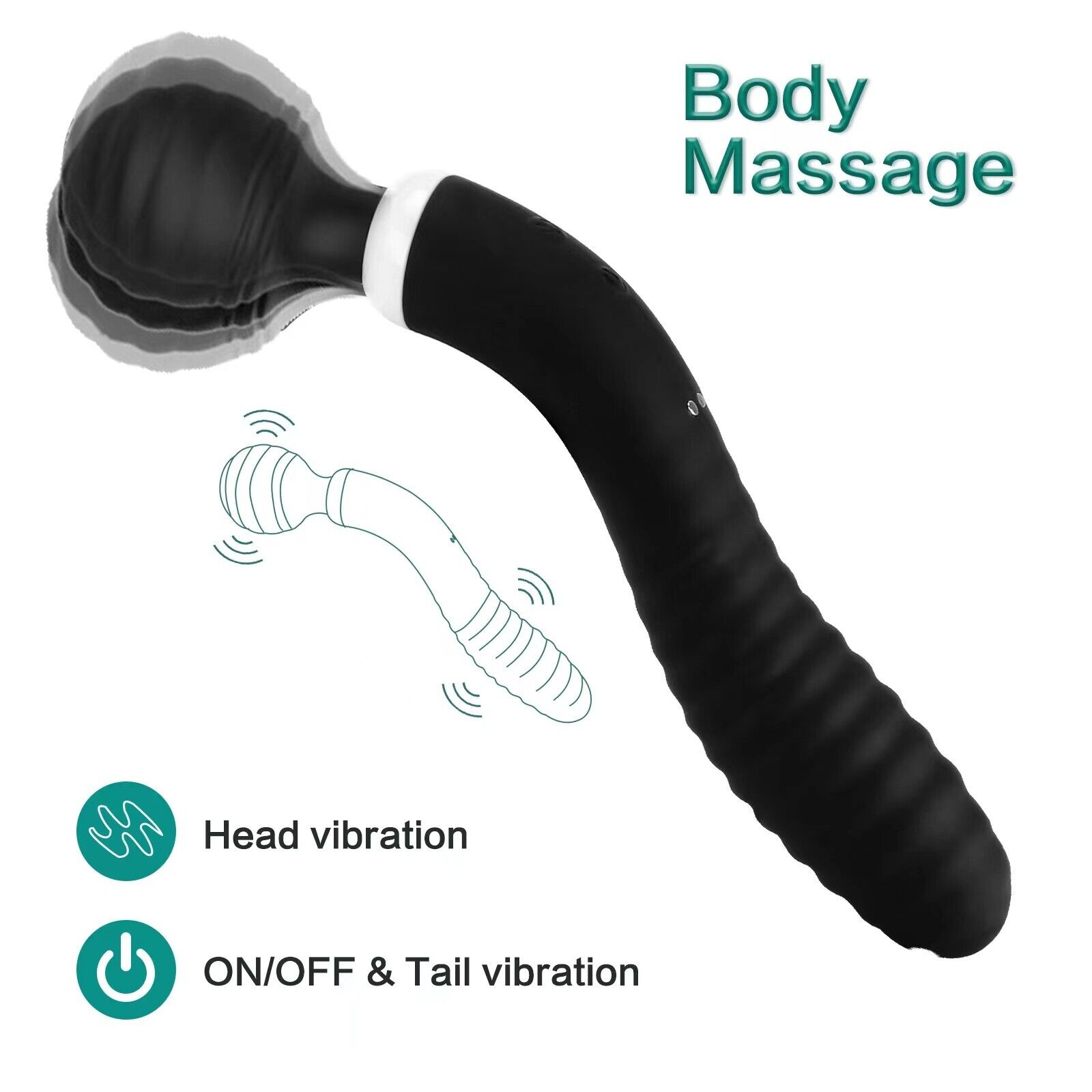 Double Ended Sex Toy Vibrators Wand, 10 Vibration Modes, Rechargeable Vibrator, Waterproof