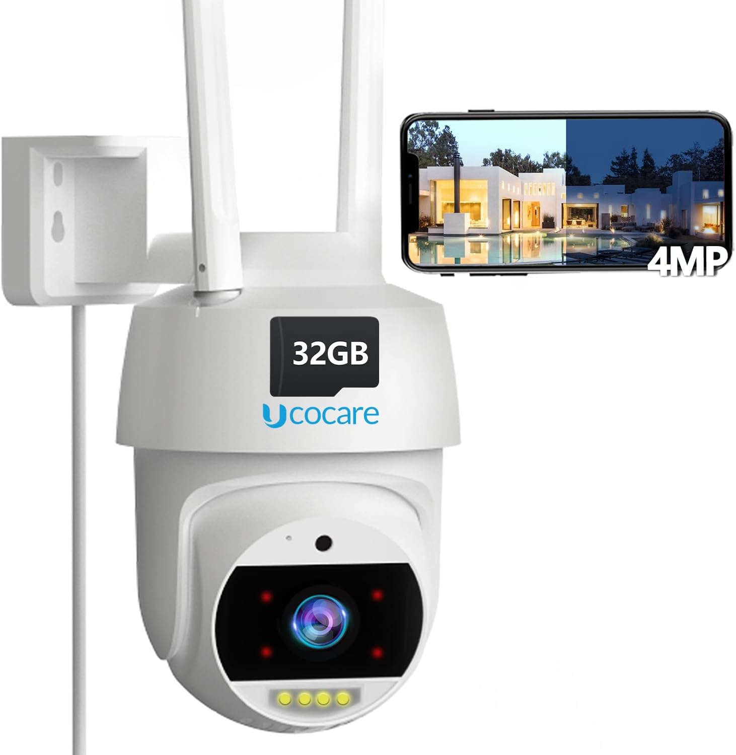 UCOCARE 4MP QHD Security Camera Outdoor Wireless with 32G Memory Card,