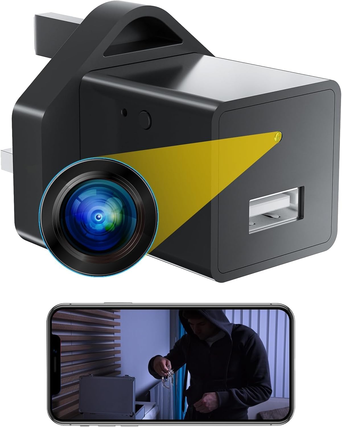 USB Charger with Camera,1080P HD WiF Wireless Indoor Camera Home Security