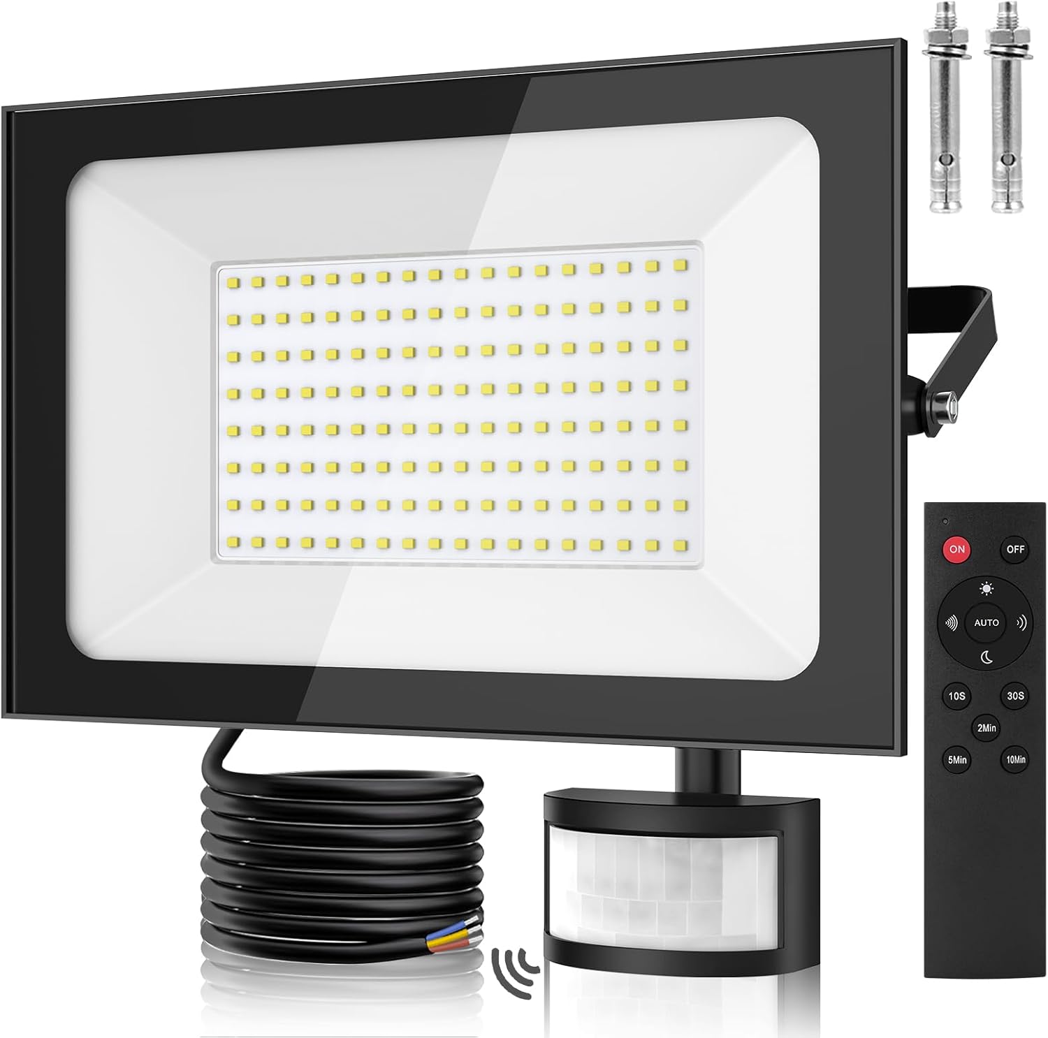 150W Security Light with PIR Motion Sensor,IR Remote Control,15000LM 6500K LED