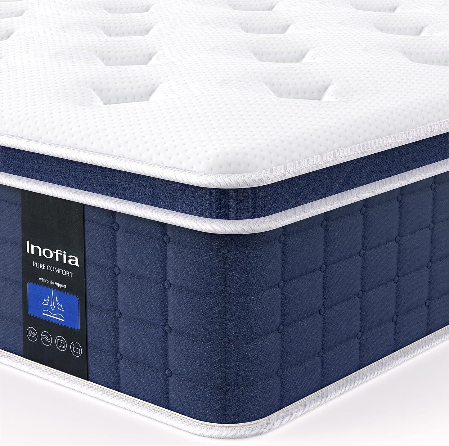 Inofia Single Mattress,12 Inch Memory Foam Sprung Mattress 3FT