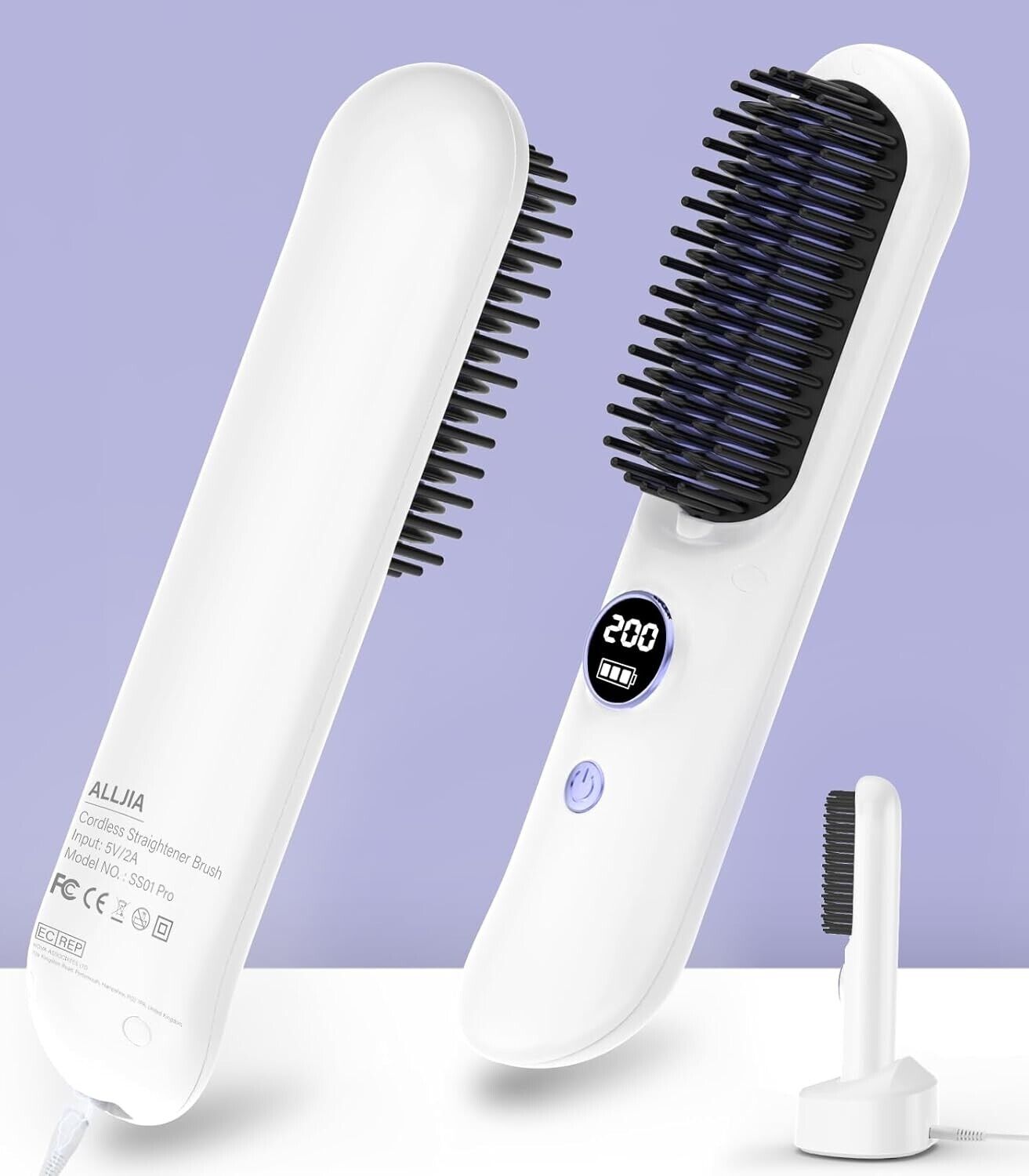 Cordless Hair Straighteners Brush Pro - Upgraded Rechargeable 8400mAh