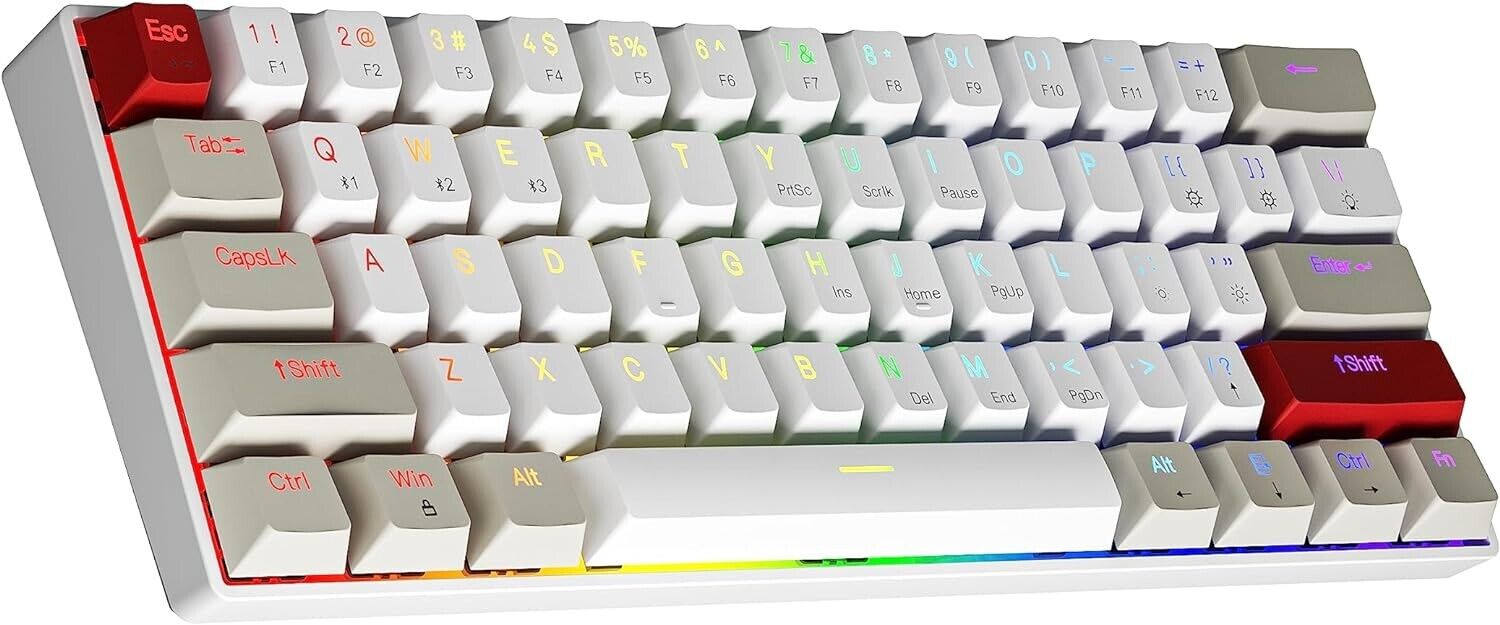 NEWMEN GM610 Wireless Mechanical Keyboard,60% USB C Wired\/Bluetooth\/2.4Ghz RGB