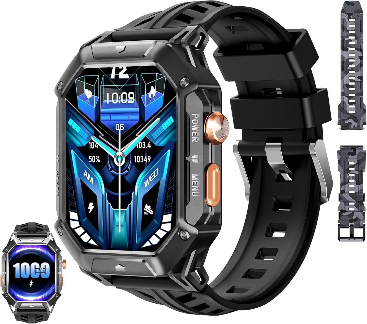 OUKITEL BT80 Smart Watch for Men, 2.13\" AMOLED Touch Screen Black