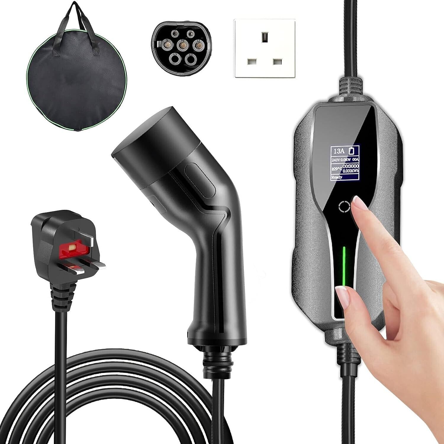 Vogvigo EV Charger Type 2 UK 3 Pin,8M Portable Electric Car Charger
