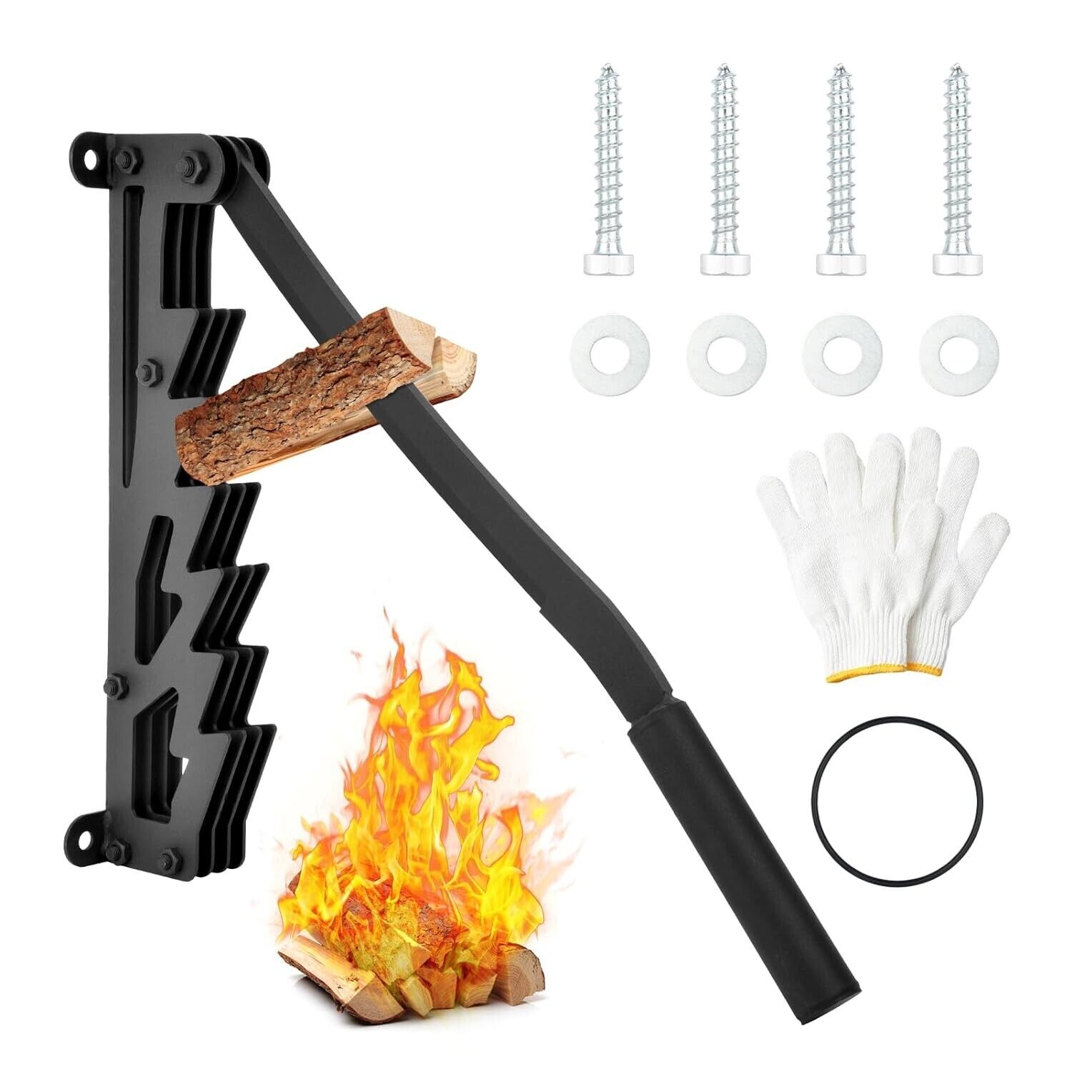 Log Splitter Wall Mounted, Firewood Kindling Splitter with Screws