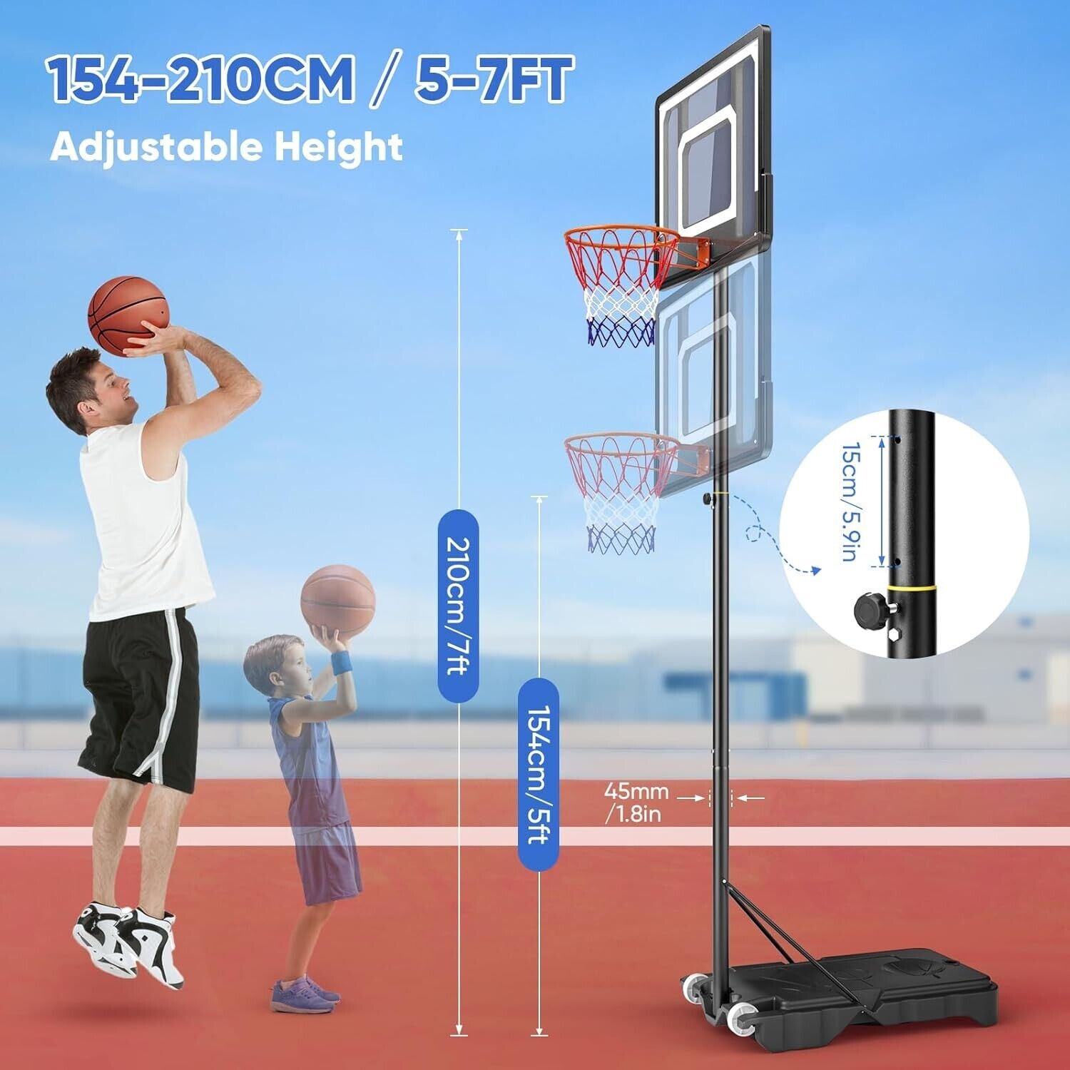 Outdoor Basketball Hoop for Children\/Teenagers, Portable Basketball Stand