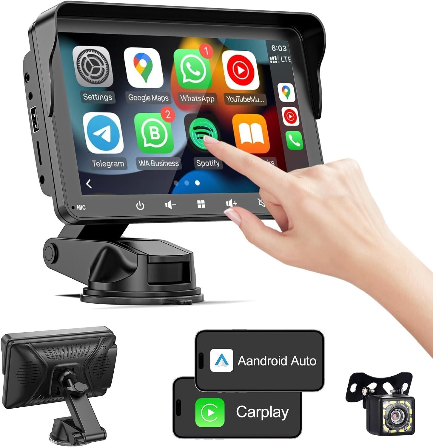 CarPlay Android Car Stereo Enhanced 7\" HD Dual Display: Wireless Apple