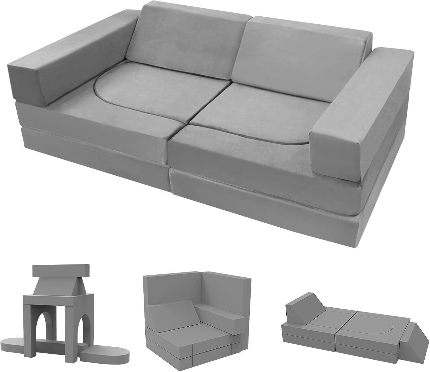 Kids Play Sofa Bed 10-Pieces, Modular Toddler Chair Couch