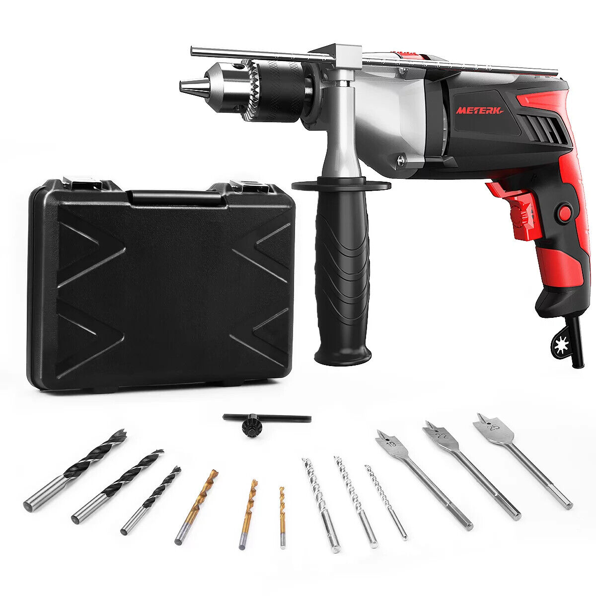 Meterk Impact Z1J-GW20-13 950W 1\/2 inch Corded Drill 7.5Amp 2800RPM Inc Case
