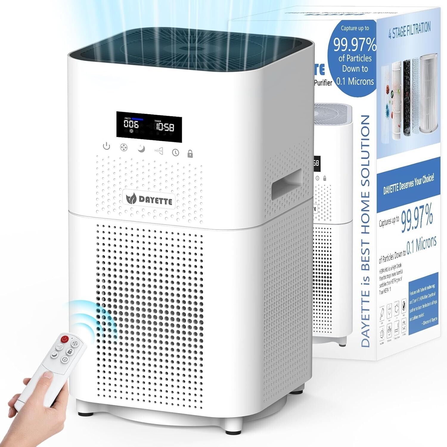 HEPA 13 Air Purifiers for Home Large Room Up to 160m\u00b2,CADR 400 m\u00b3\/h Air Purifier