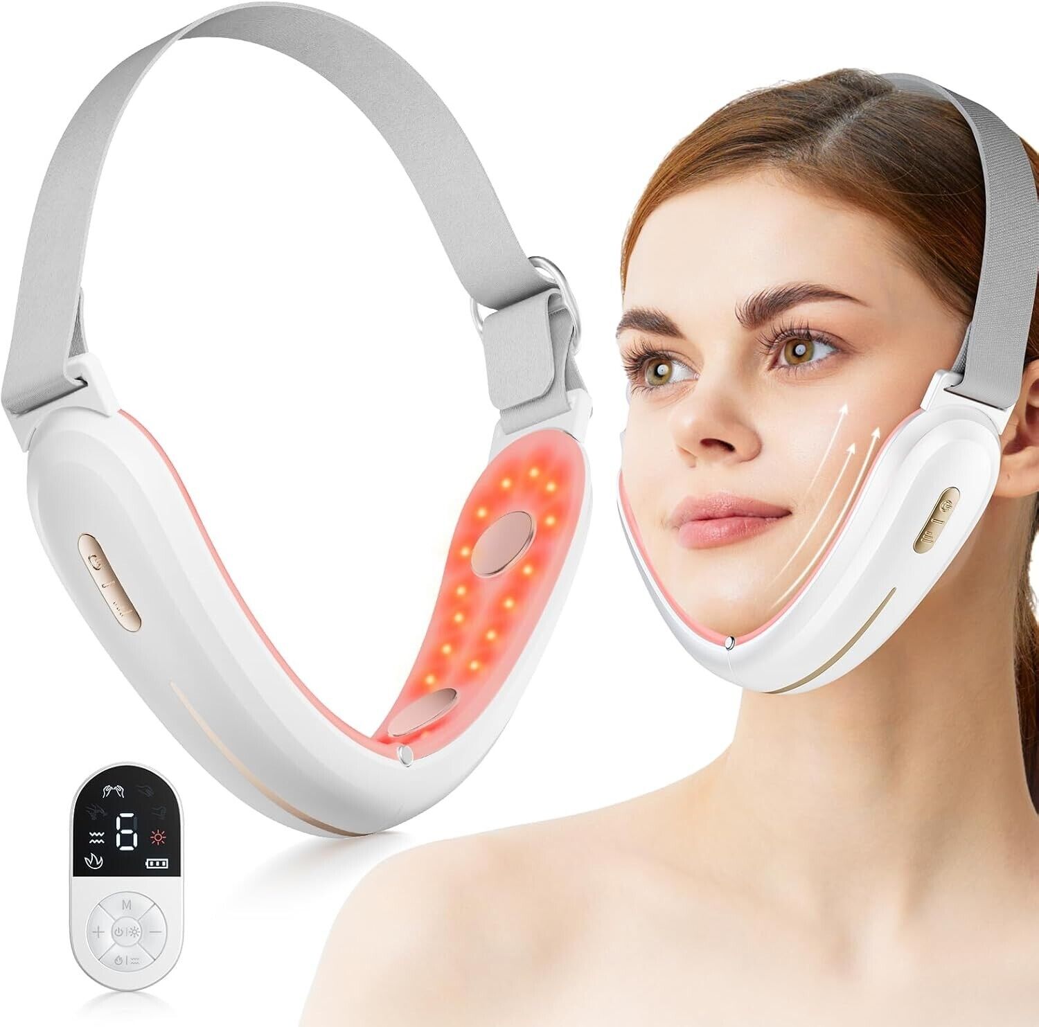 V-Face Shaping Massager Electric,ANLAN EMS Double Chin Reducer,Microcurrent
