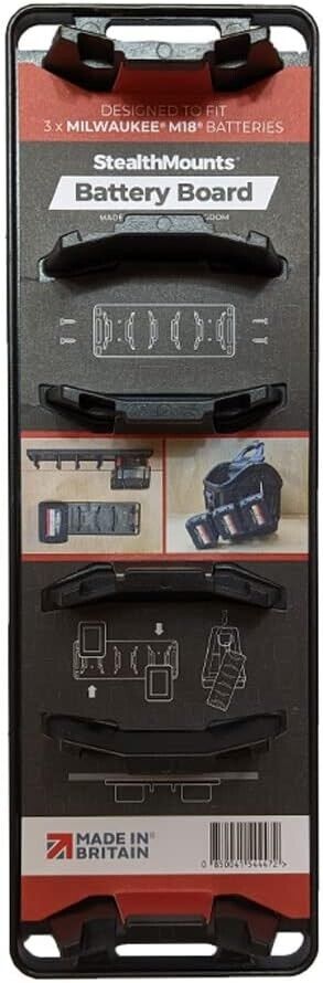 Milwaukee Battery Holder Board M18 | Tool Organiser for Batteries Holds 3