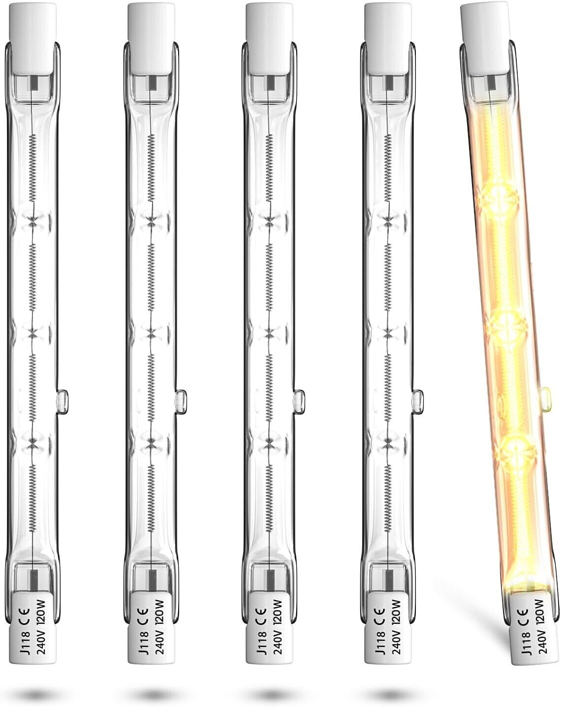 Lamptobe R7s Linear Halogen Bulb 118mm 120W, Dimmable J118 Type Double (5 Pack)