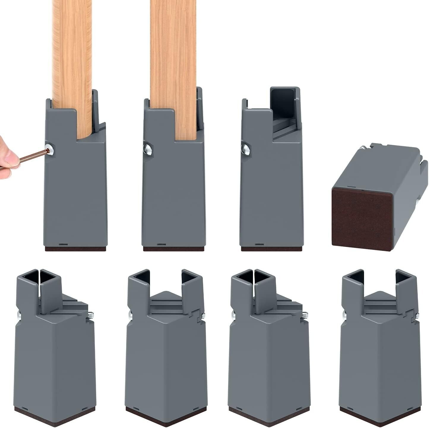 AIRUJIA Upgraded 8 Packs Furniture Bed Risers with Wrench, Chair Risers Adj.