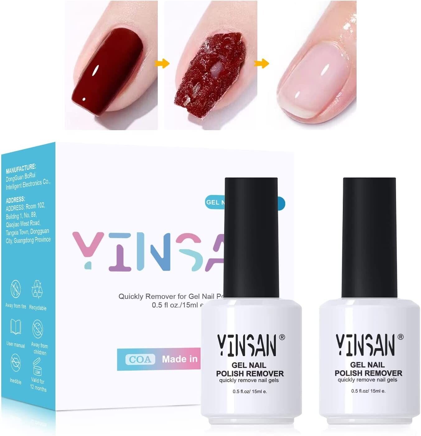 YINSAN Gel Nail Polish Remover, 2 Pack Magic Acrylic Nail Gel Remover