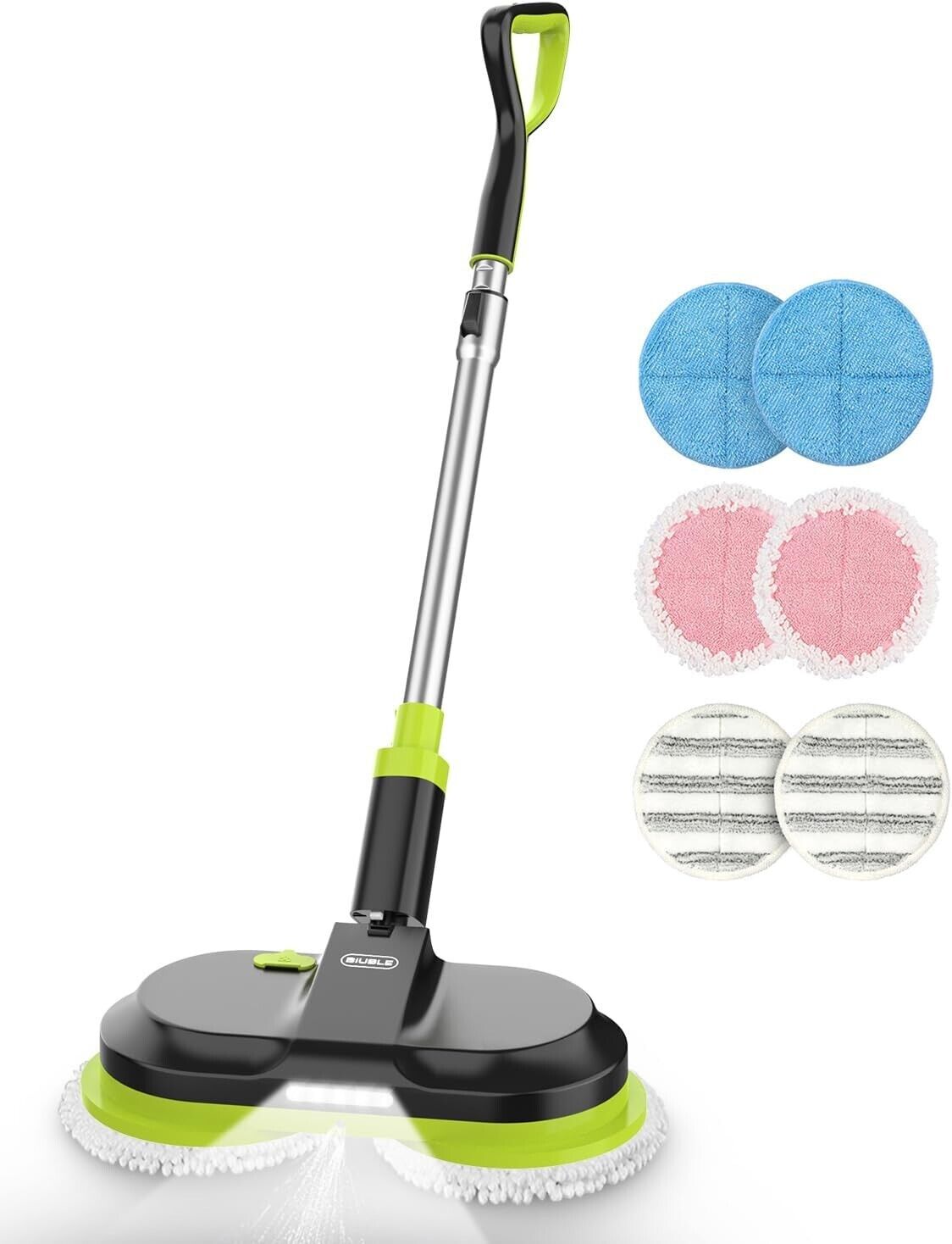 BIUBLE Cordless Electric Mop, Dual Spin Floor Cleaning Mop with LED Headlight