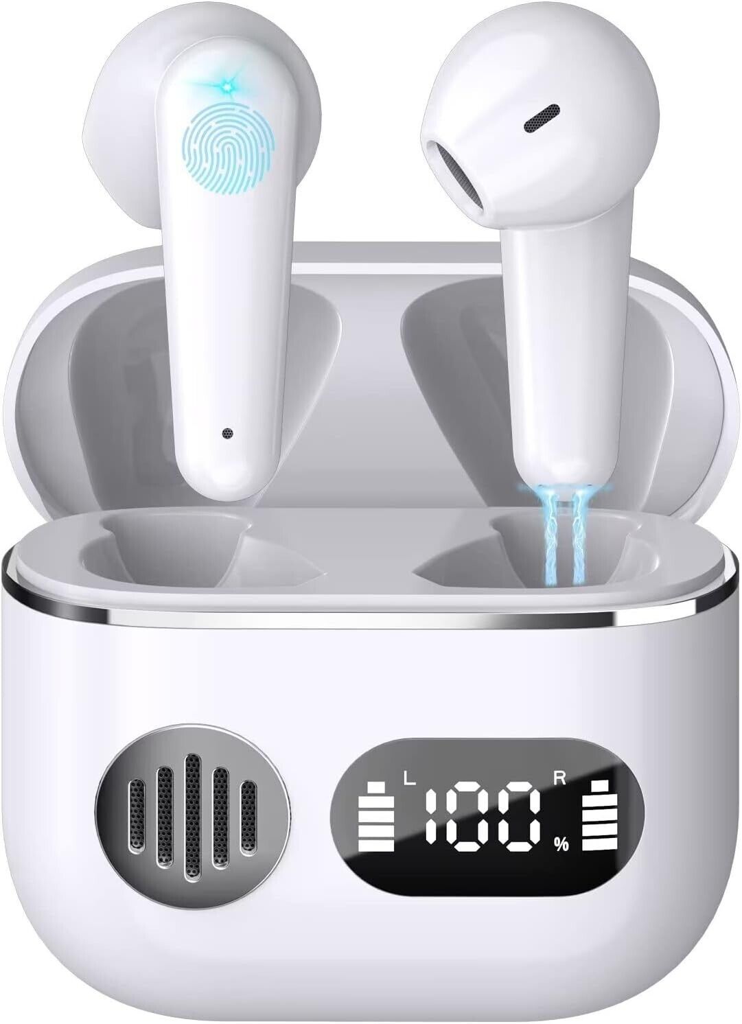 Bluetooth Headphones, Bluetooth 5.2 Earbdus with Built-in Mic, LED Display