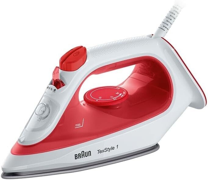 Braun TexStyle 1 SI1019RD, Steam Iron, Non-Stick Coating, Thermostat