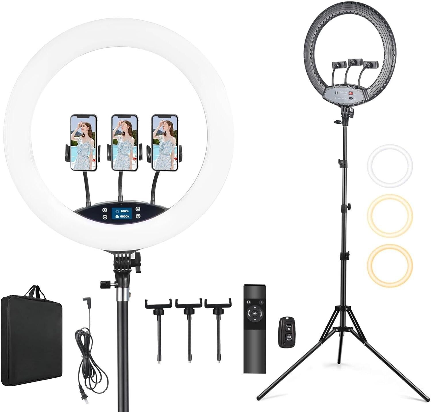 JCOTTON 19 inch Ring Light with Tripod Stand & Phone Holder,Selfie Ring Light