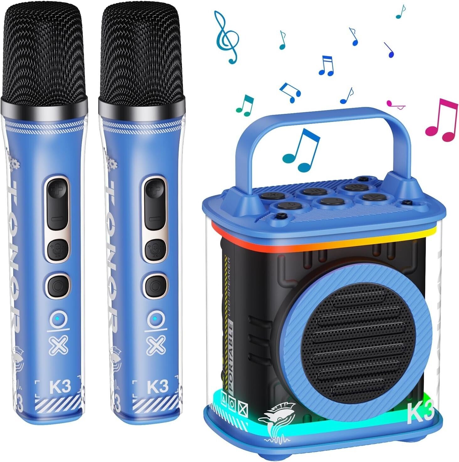 TONOR Mini Karaoke Machine with 2 Wireless Microphones, Portable Bluetooth