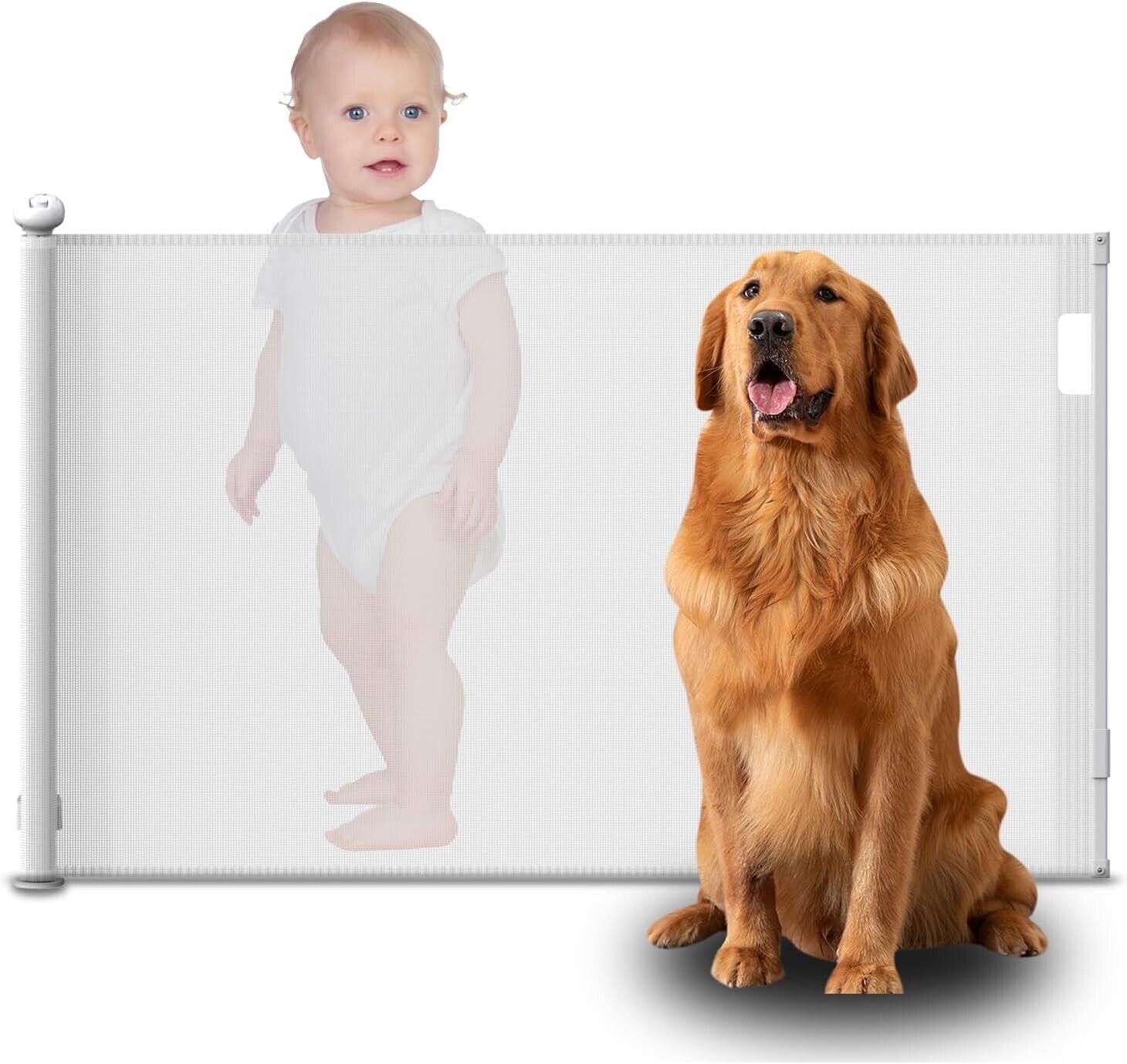 Retractable Stair Gate for Baby and dogs Extends up to 180cm Wide, 86cm Tall