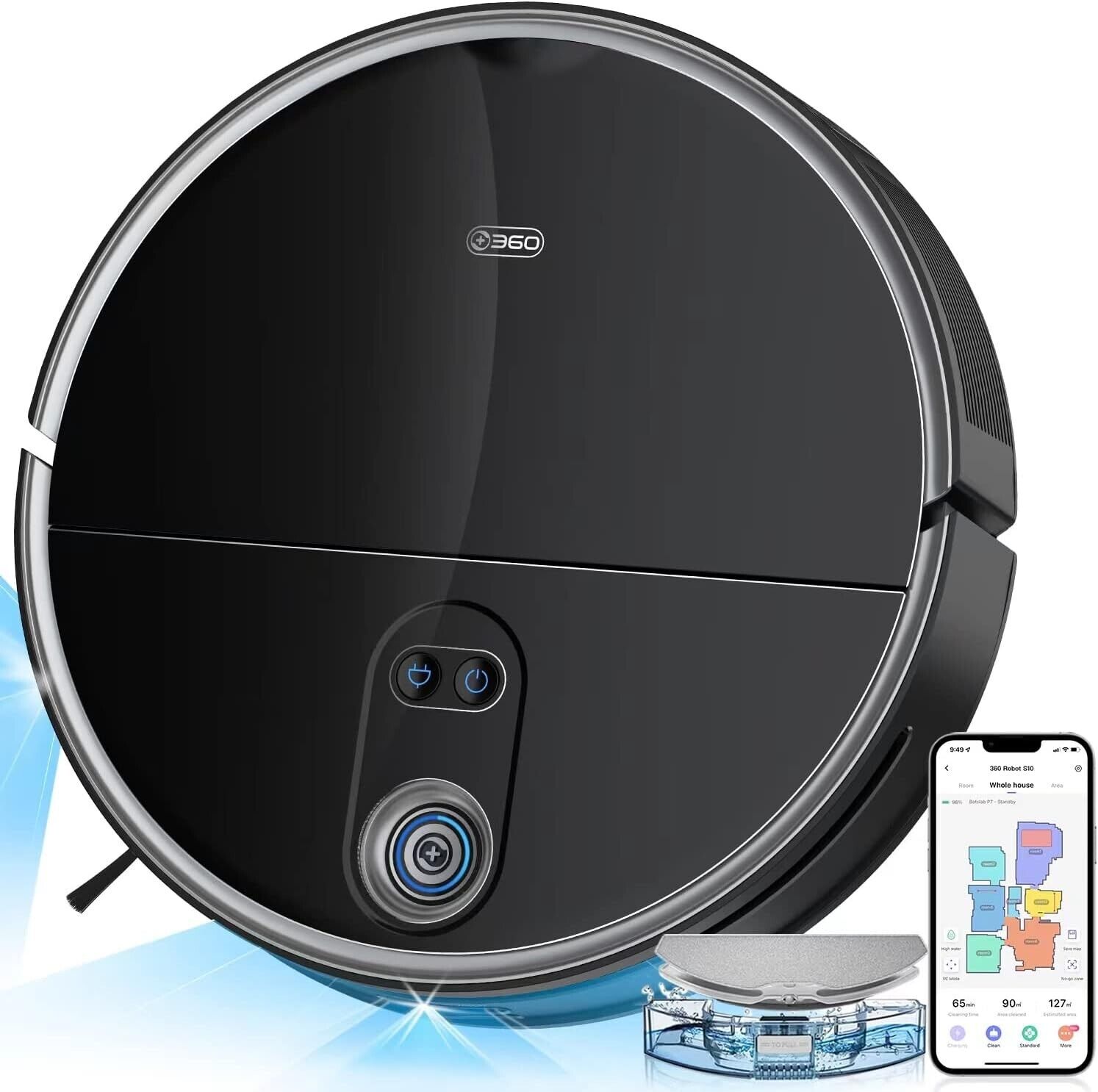 360 S10 Robot Vacuum and Mop, Smart Obstacle Avoidance, AI-Powered 3D Vision