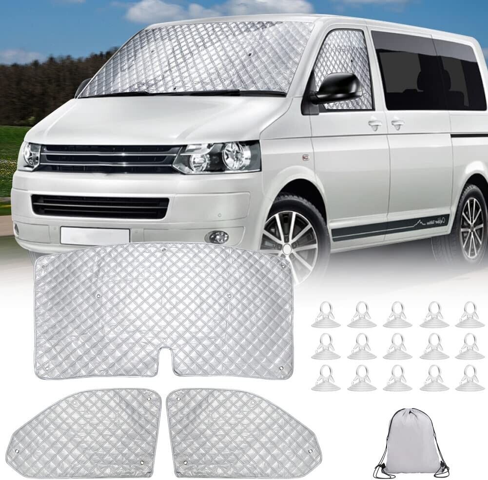 Window Front Screen Cover Replacement for VW T5 T6, 3PCS Sunshade Windscreen