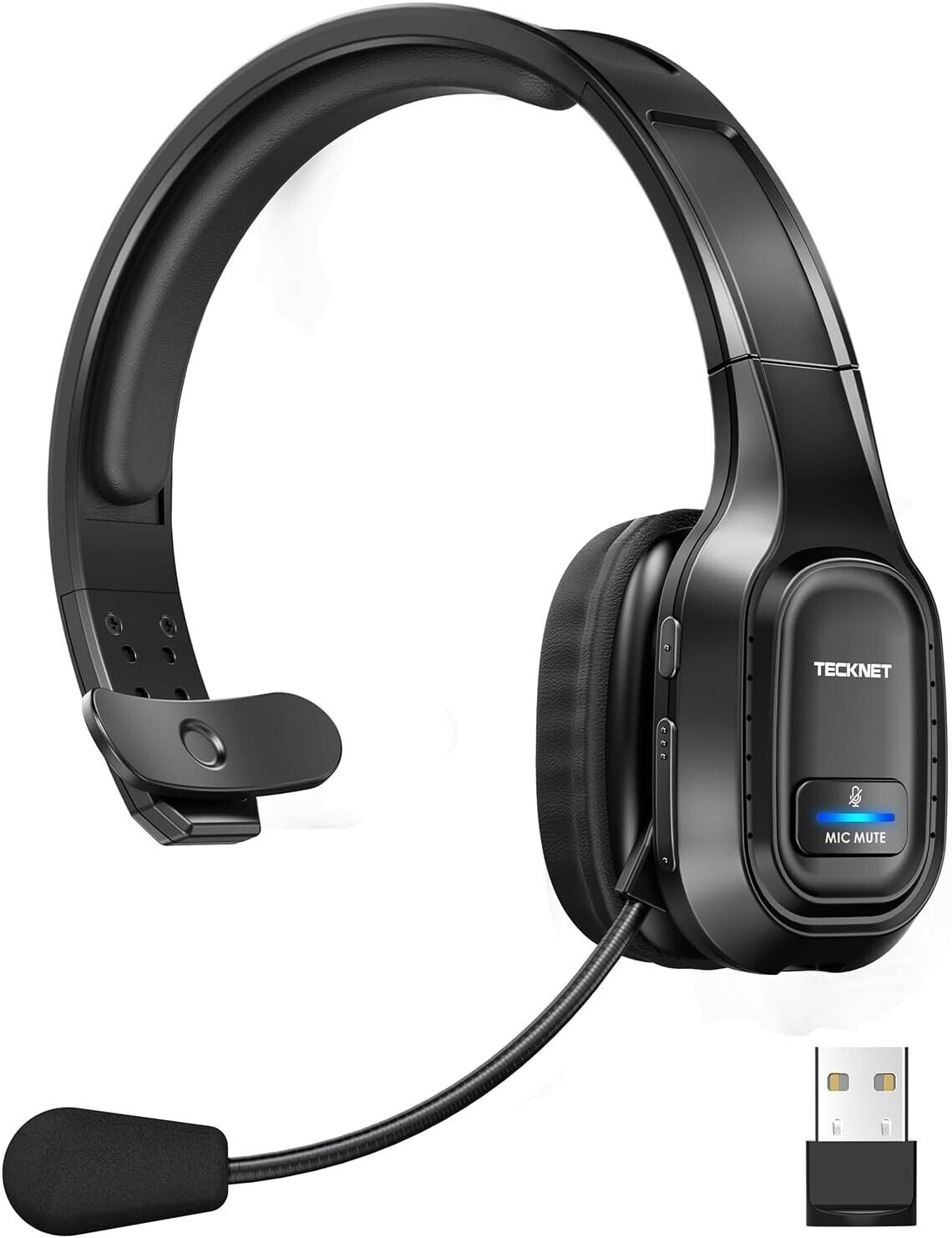 TECKNET Wireless Headset,Bluetooth Headset With Microphone Noise Canceling HS001