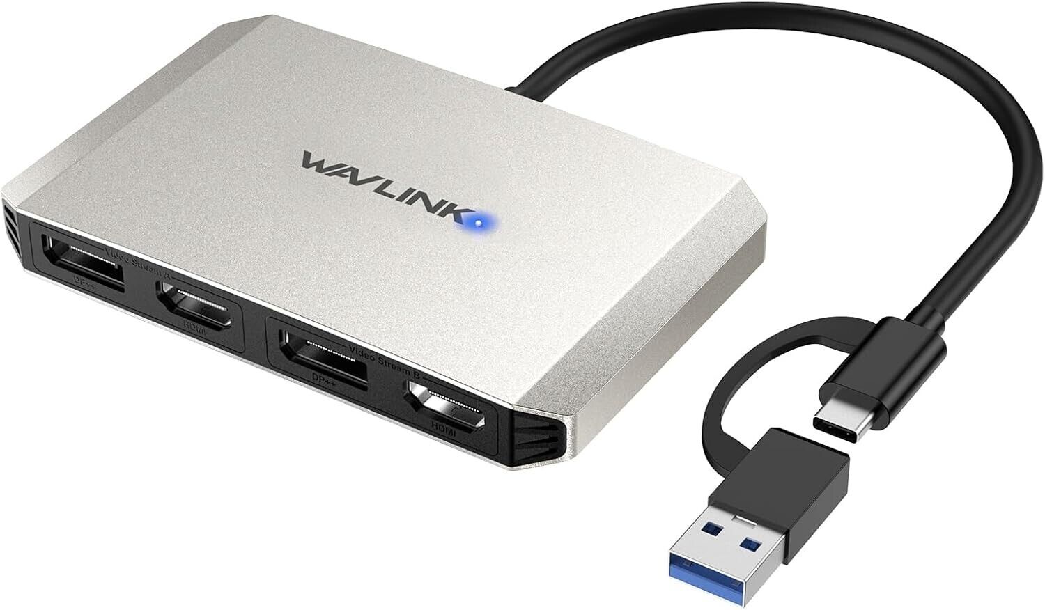 USB C to Dual HDMI and DisplayPort Adapter, Supports Dual 5K @60Hz, USB 3.0\/USB
