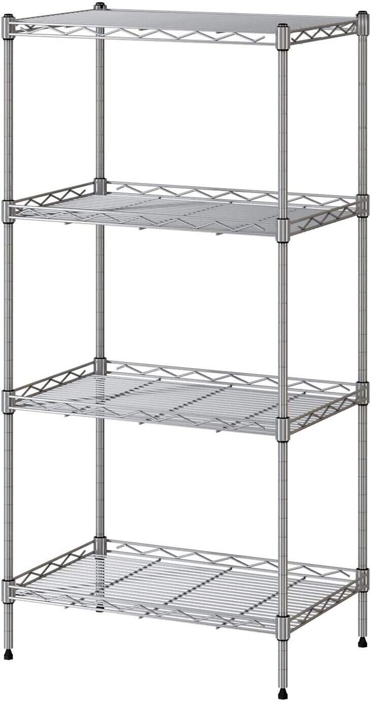 VOONEEN 4 Tier Shelf Shelving Units, Multipurpose Metal Modern Small Storage